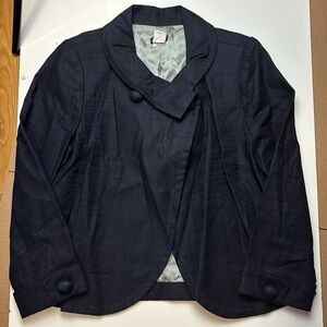 J. CREW Navy Aubrey Ottoman‎ Linen Blend Jacket